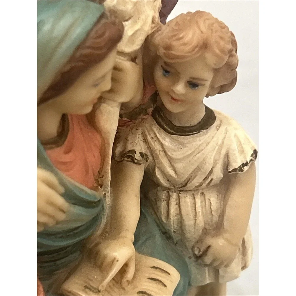 Vintage Resin Italy P.A.T. L. Toni Holy Family Statue Figurine Signed 6.25”